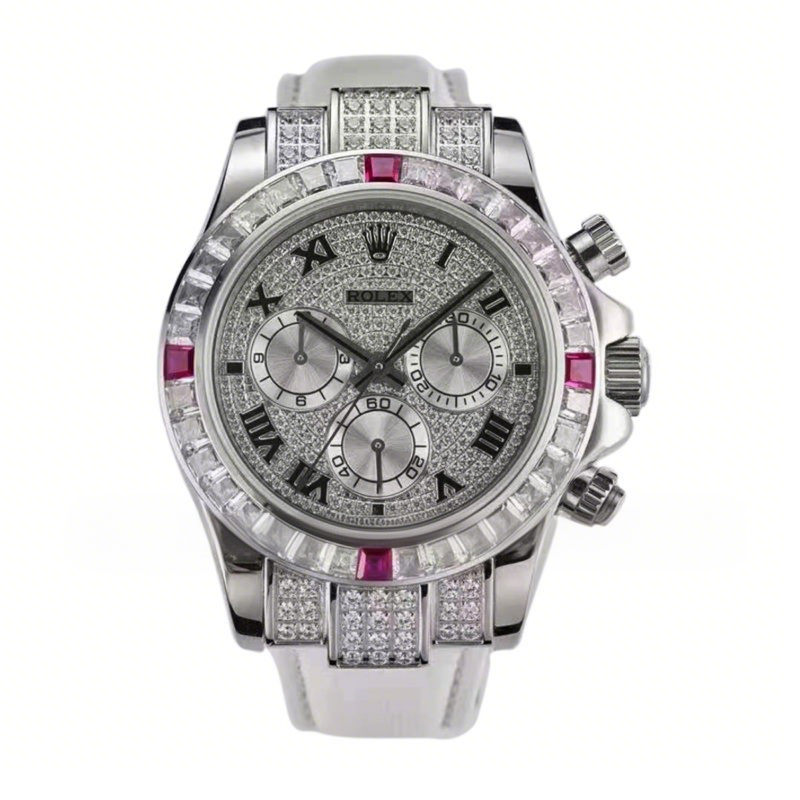Rolex Daytona 116599 Diamond Paved Dial in White Gold White and Pink Diamonds-fasswatch
