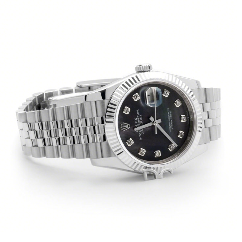 Rolex Datejust 36 116234 Black MOP Dial with Diamond Markers-fasswatch