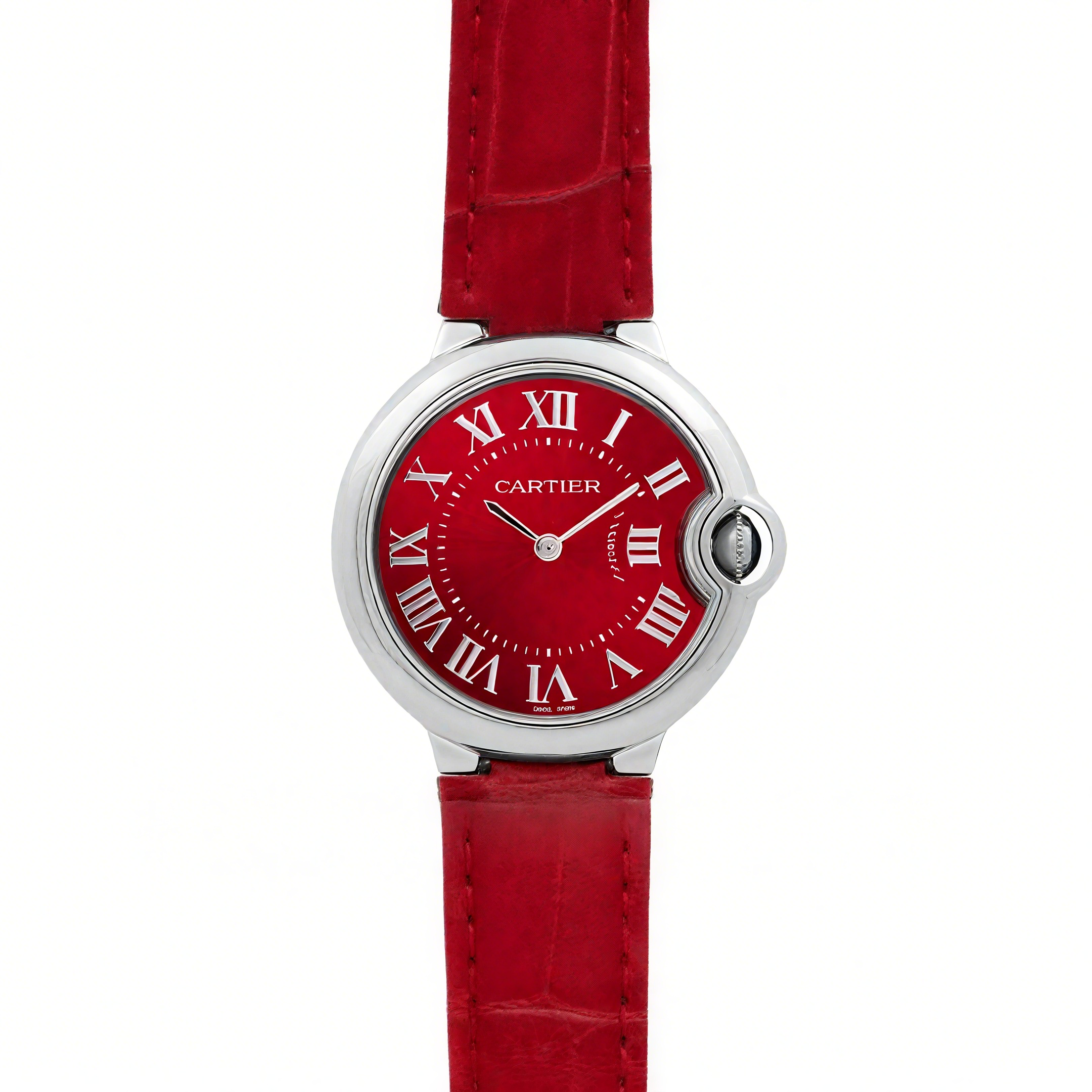 Cartier Ballon Bleu de Cartier 33mm Quartz Red Dial in Red Leather Strap-fasswatch