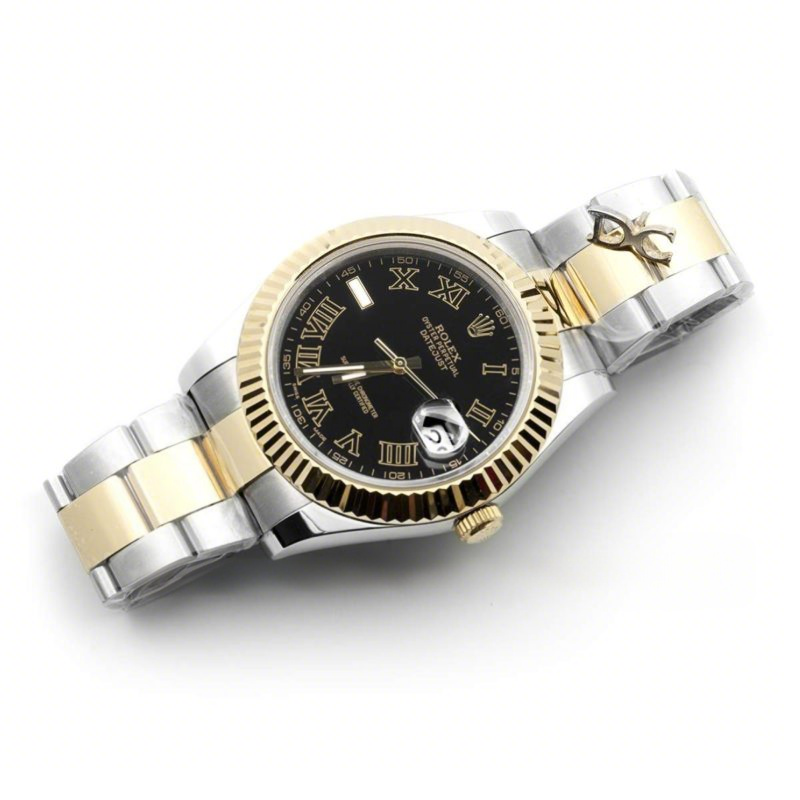 Rolex Datejust II 116333 Black Dial in Yellow Gold/Steel with Roman Markers-fasswatch