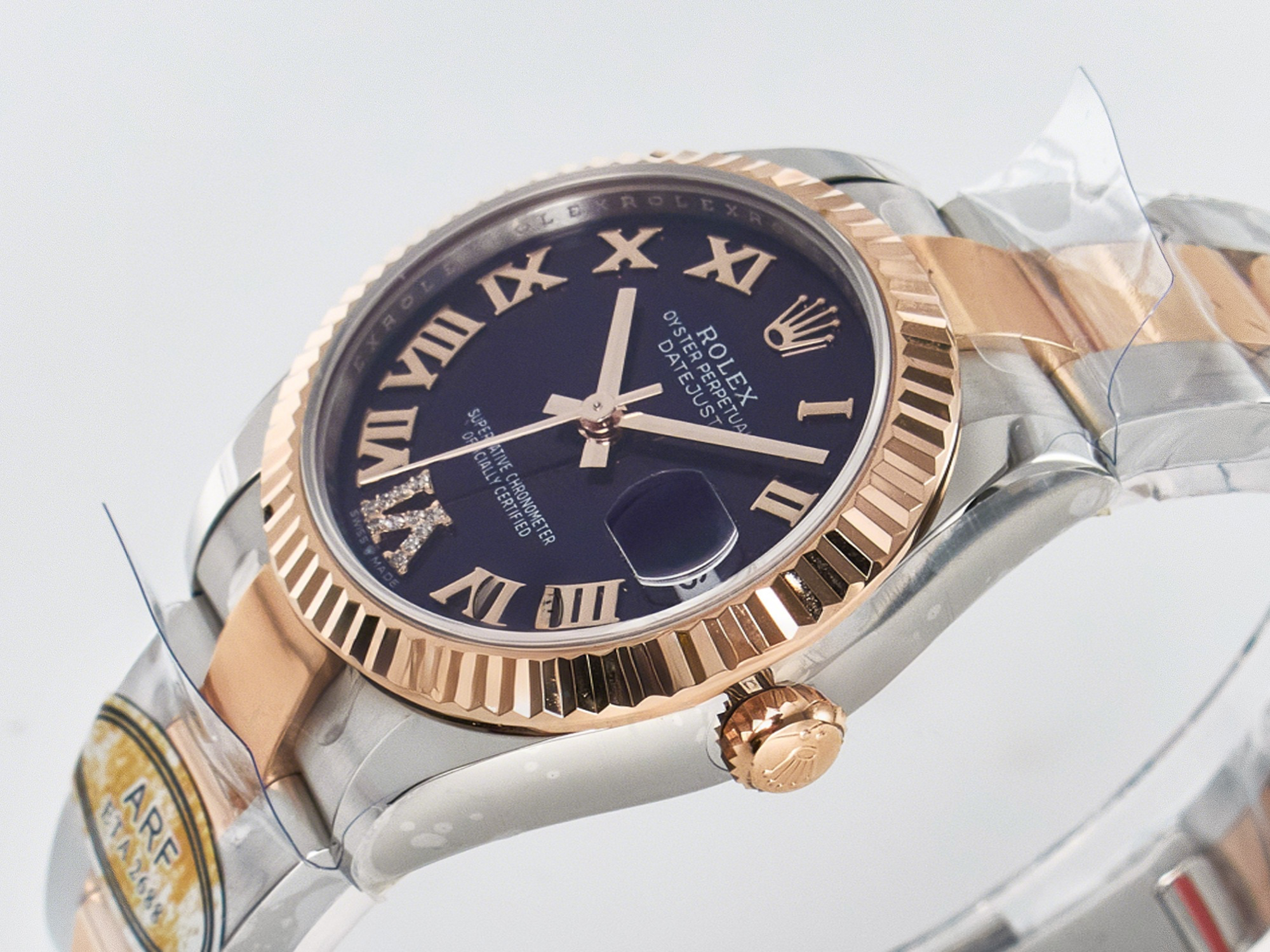 Rolex DateJust 31 278271 ARF 1:1 Best Edition 904L Steel Purple Roman Diamonds Dial on SS/RG Oyster Bracelet ETA 2688-fasswatch