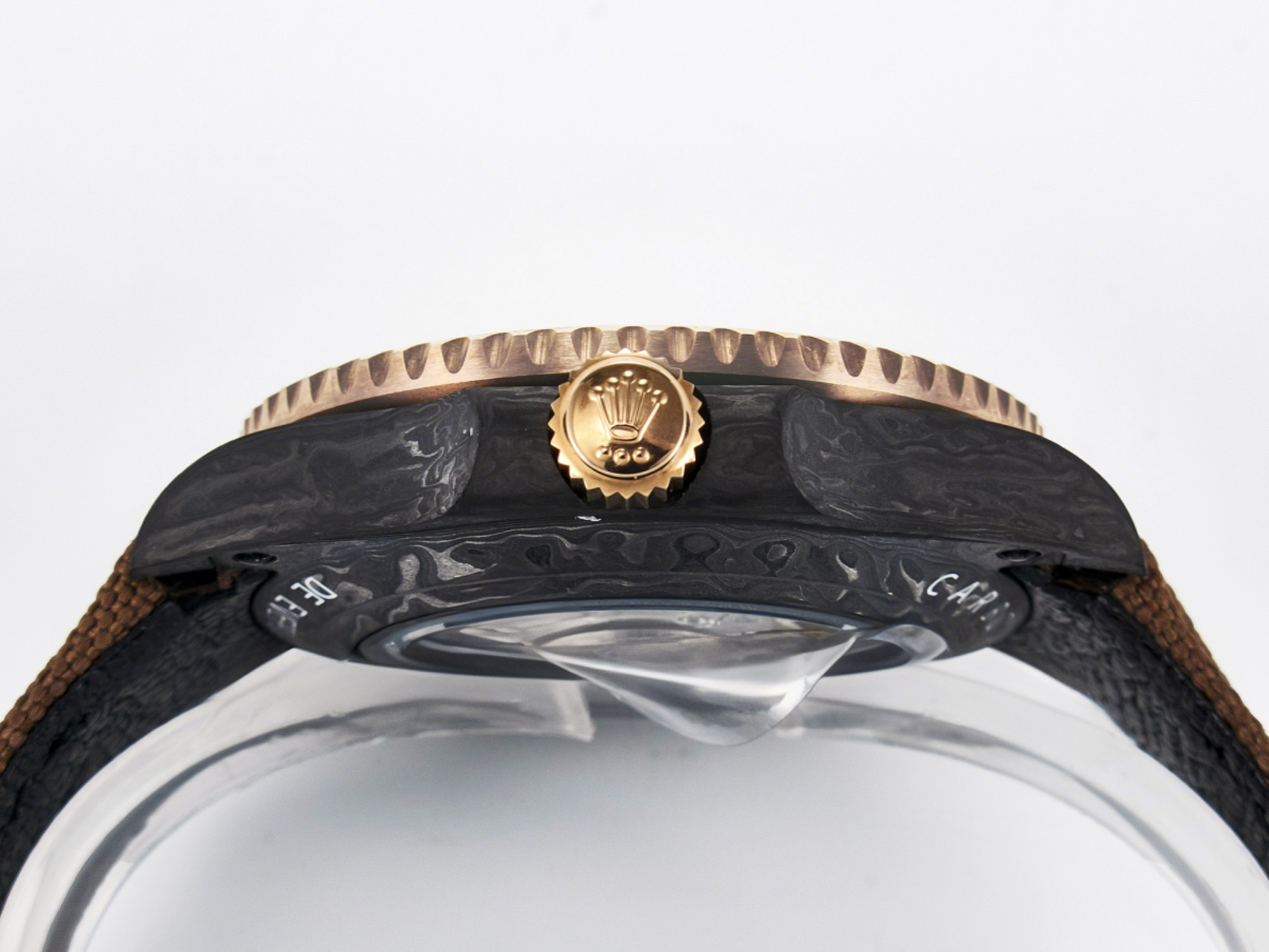 Rolex GMT Carbon DIWF Best Edition Yellow Roman Dial on Brown Nylon Strap SA3285 CHS V2-fasswatch