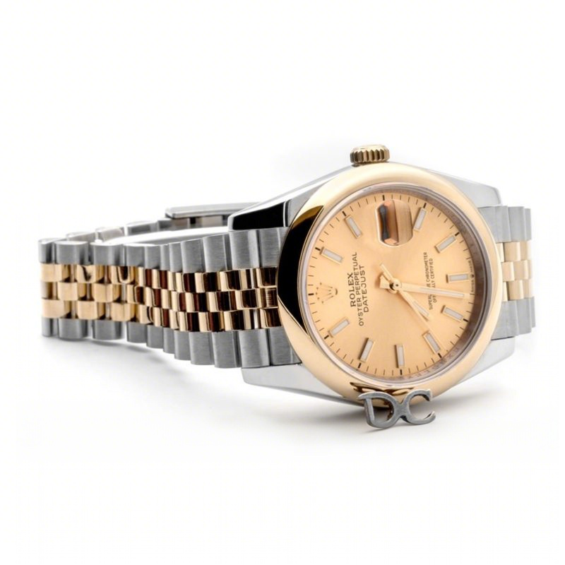 Rolex Datejust 36 126201 Champagne Dial in Yellow Gold and Steel with Stick Markers-fasswatch