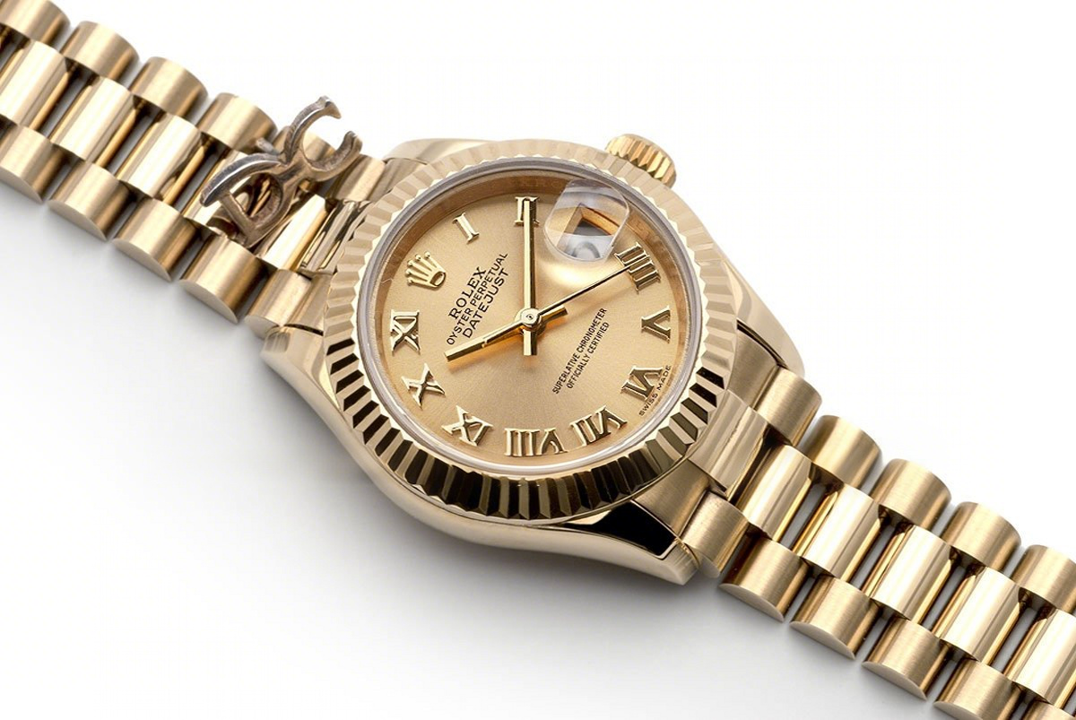 Rolex Ladies Datejust 279178 Champagne Dial with Roman Markers in Gold-fasswatch
