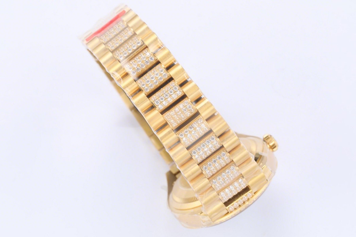 Rolex Day-Date 36 128348RBR Champagne Dial with Diamond Bezel in Yellow Gold-fasswatch