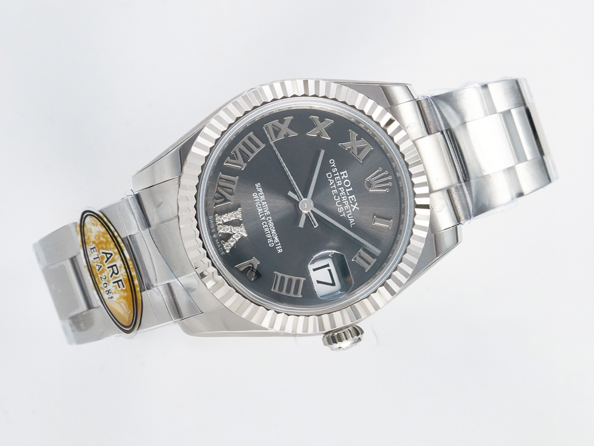 Rolex DateJust 31 278274 ARF 1:1 Best Edition 904L Steel Gray Roman Diamonds Dial on SS Oyster Bracelet ETA 2688-fasswatch