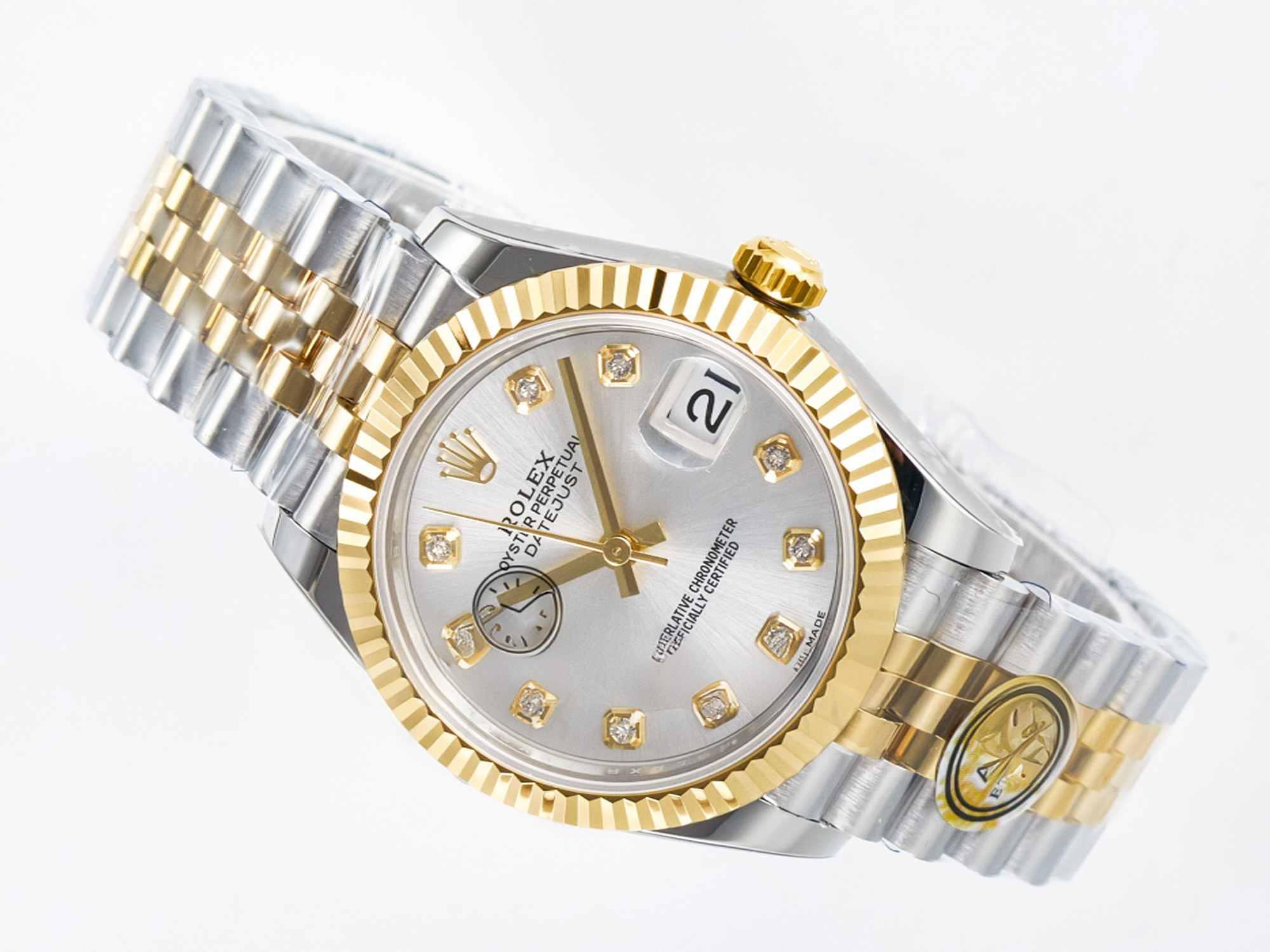 Rolex DateJust 31 278273 ARF 1:1 Best Edition 904L Steel Silver Diamonds Dial on SS/YG Jubilee Bracelet ETA 2688-fasswatch