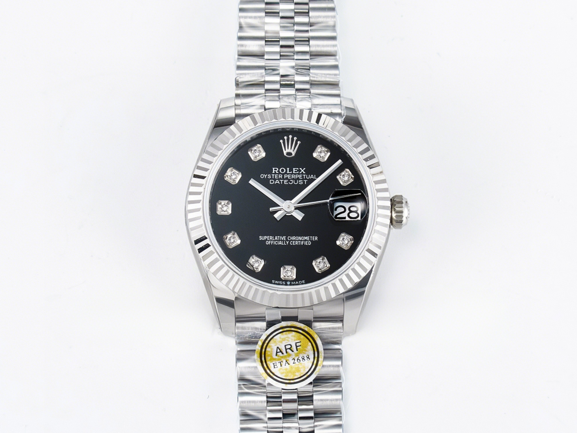 Rolex DateJust 31 278274 ARF 1:1 Best Edition 904L Steel Black Diamonds Dial on SS Jubilee Bracelet ETA 2688-fasswatch