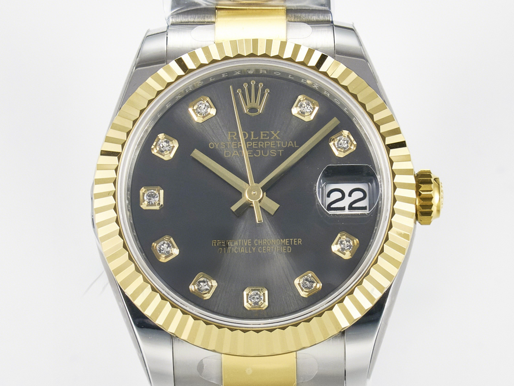Rolex DateJust 31 278273 ARF 1:1 Best Edition 904L Steel Gray Diamonds Dial on SS/YG Oyster Bracelet ETA 2688-fasswatch