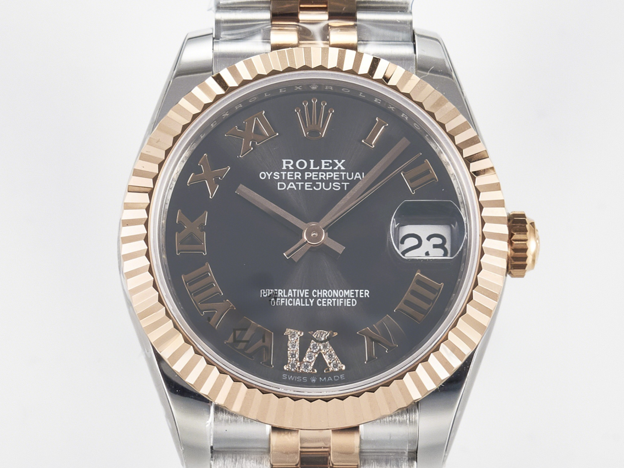 Rolex DateJust 31 278271 ARF 1:1 Best Edition 904L Steel Gray Roman Diamonds Dial on SS/RG Jubilee Bracelet ETA 2688-fasswatch