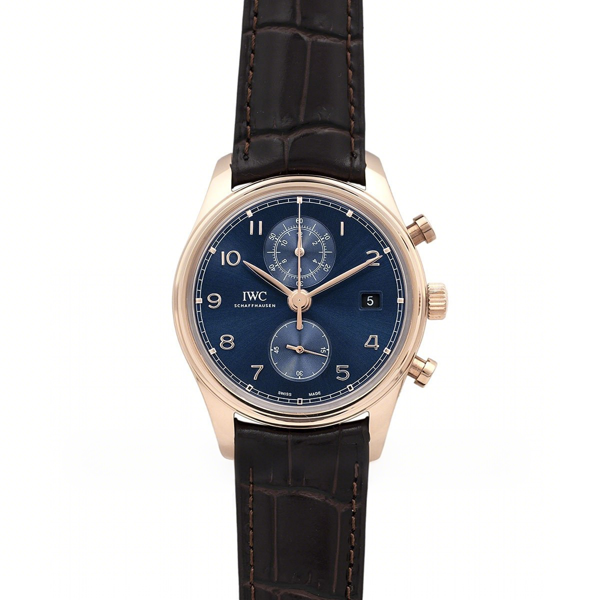 IWC Portugieser Chronograph Classic IW3903 Blue Dial in Rose Gold-fasswatch