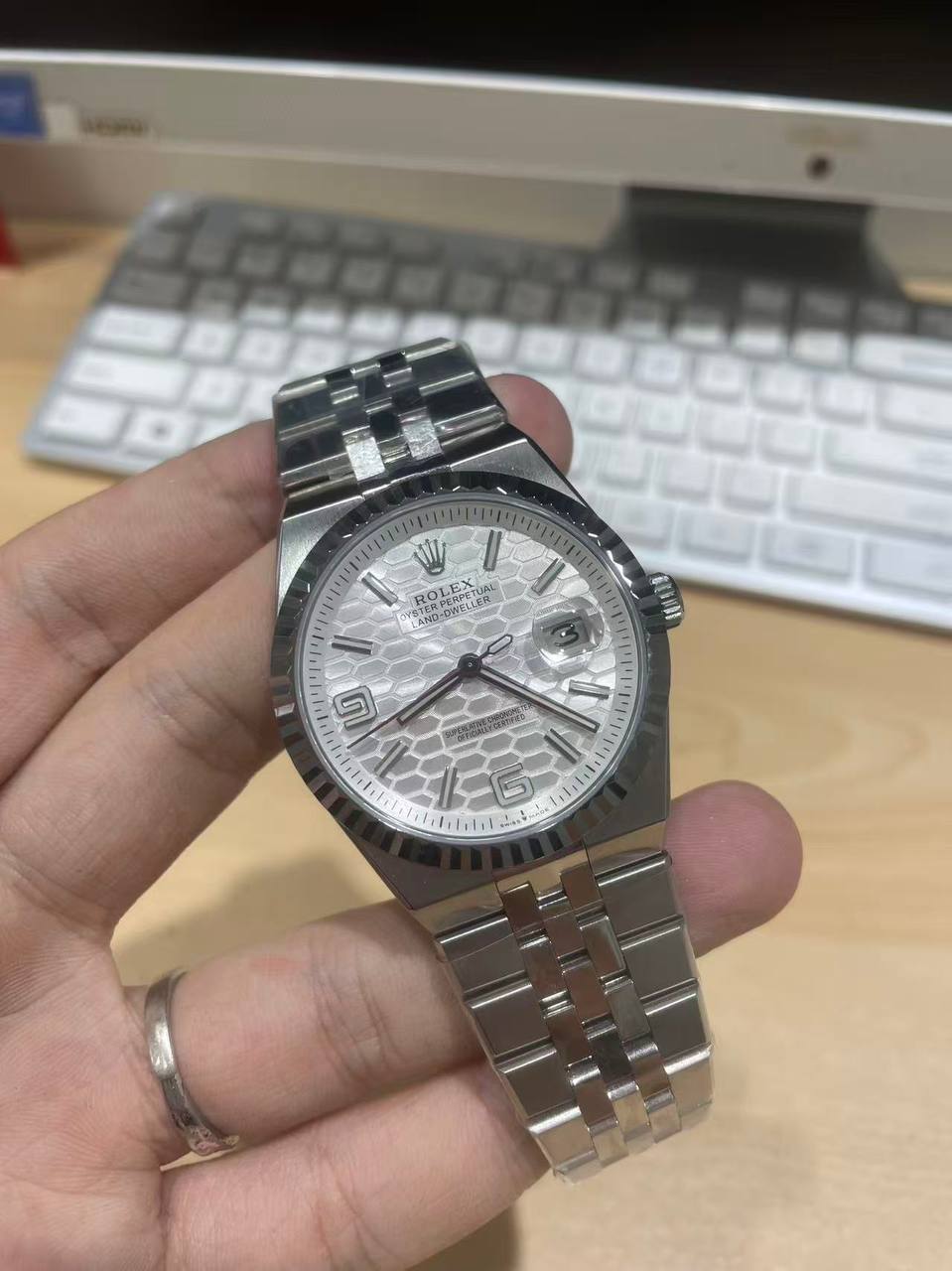 (New in 2025) Rolex M127334-0001 Land-Dweller white/blue/light blue/light white/white rose-fasswatch