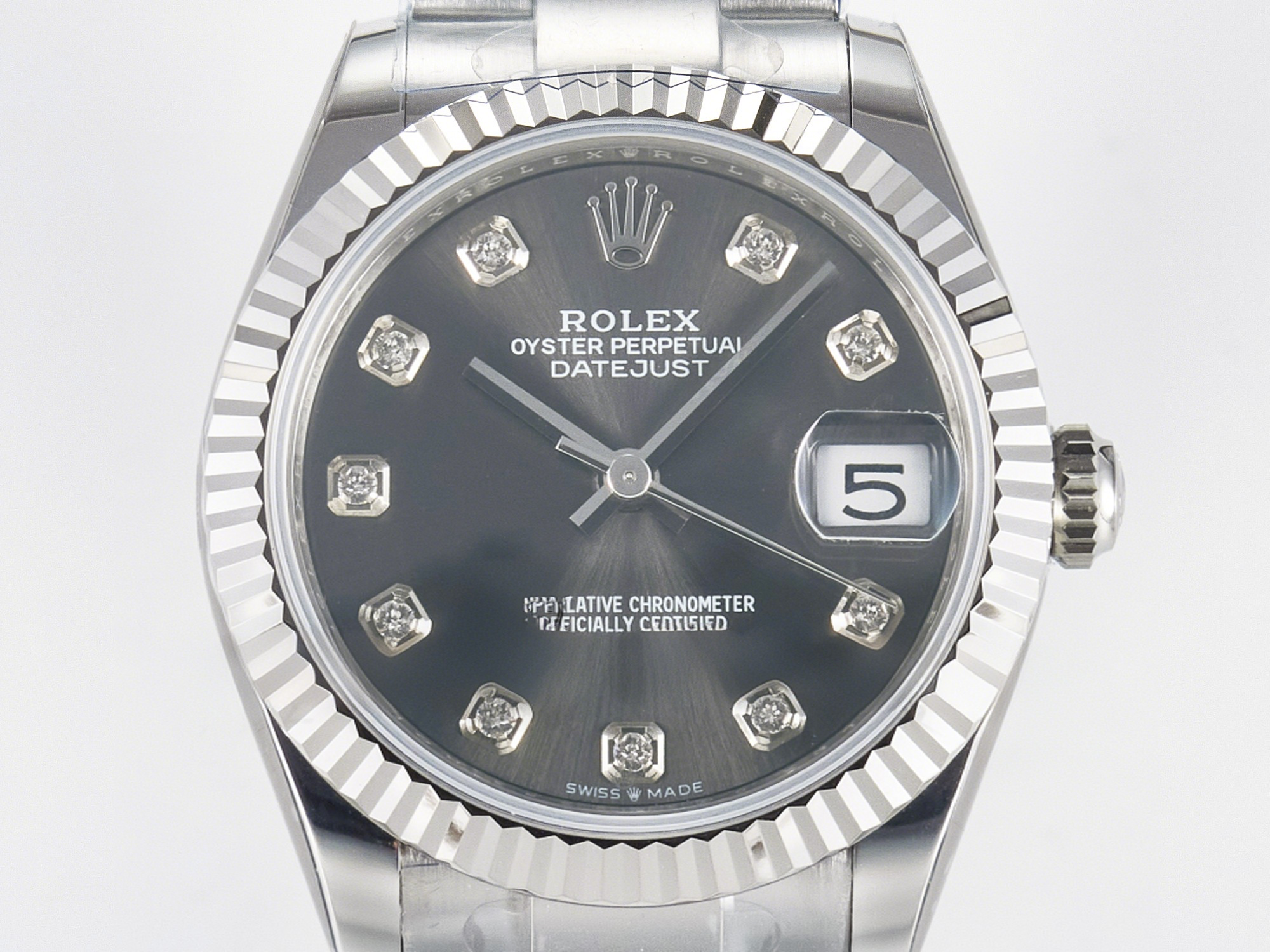 Rolex DateJust 31 278274 ARF 1:1 Best Edition 904L Steel Gray Diamonds Dial on SS Oyster Bracelet ETA 2688-fasswatch