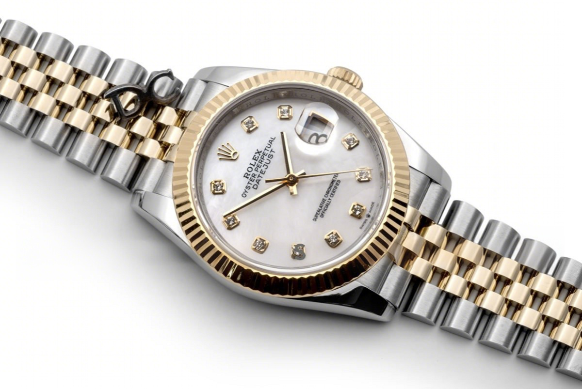 Rolex Datejust 36 126283RBR White MOP Dial in Yellow Gold and Steel with Diamond Markers-fasswatch