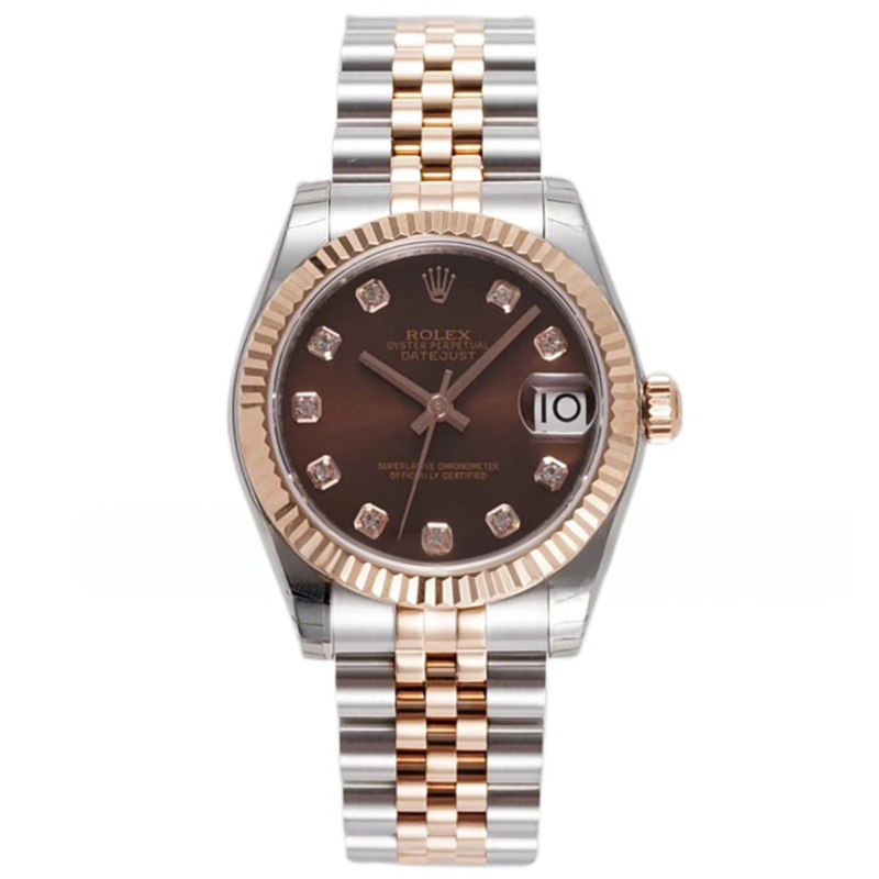 Rolex Datejust 31 278271 Chocolate Dial Diamond Markers in Everose Gold/Steel-fasswatch