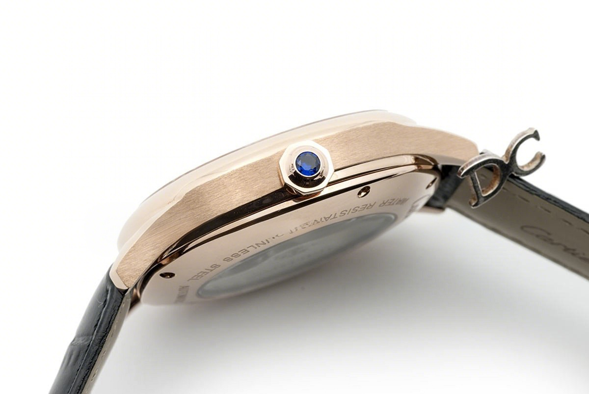 Cartier Drive de Cartier Black Dial in Rose Gold on Black Leather Strap-fasswatch