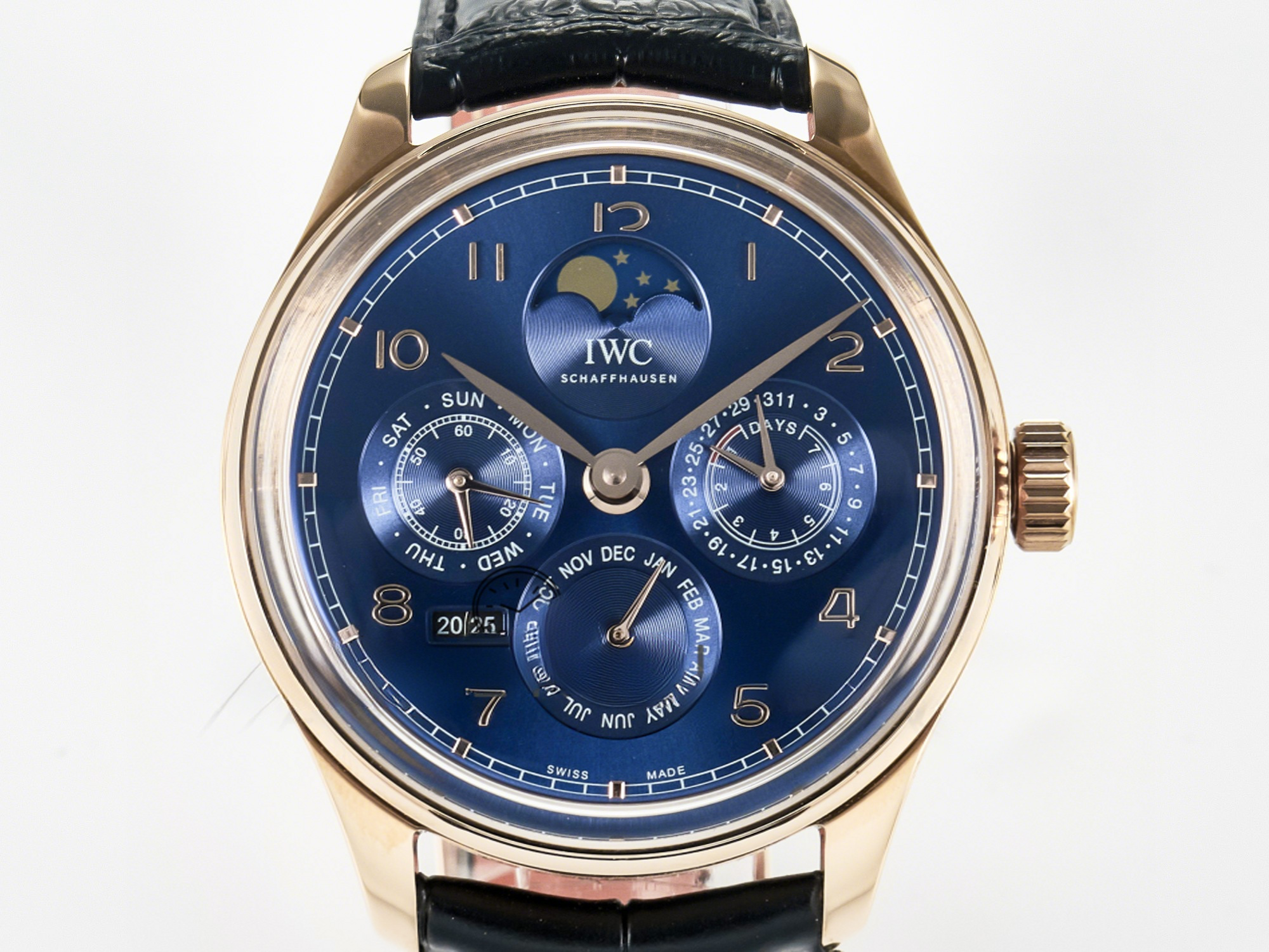 IWC IW5033 Portugieser Perpetual Calendar RG V9F 1:1 Best Edition White Dial on Black Leather Strap A52610-fasswatch