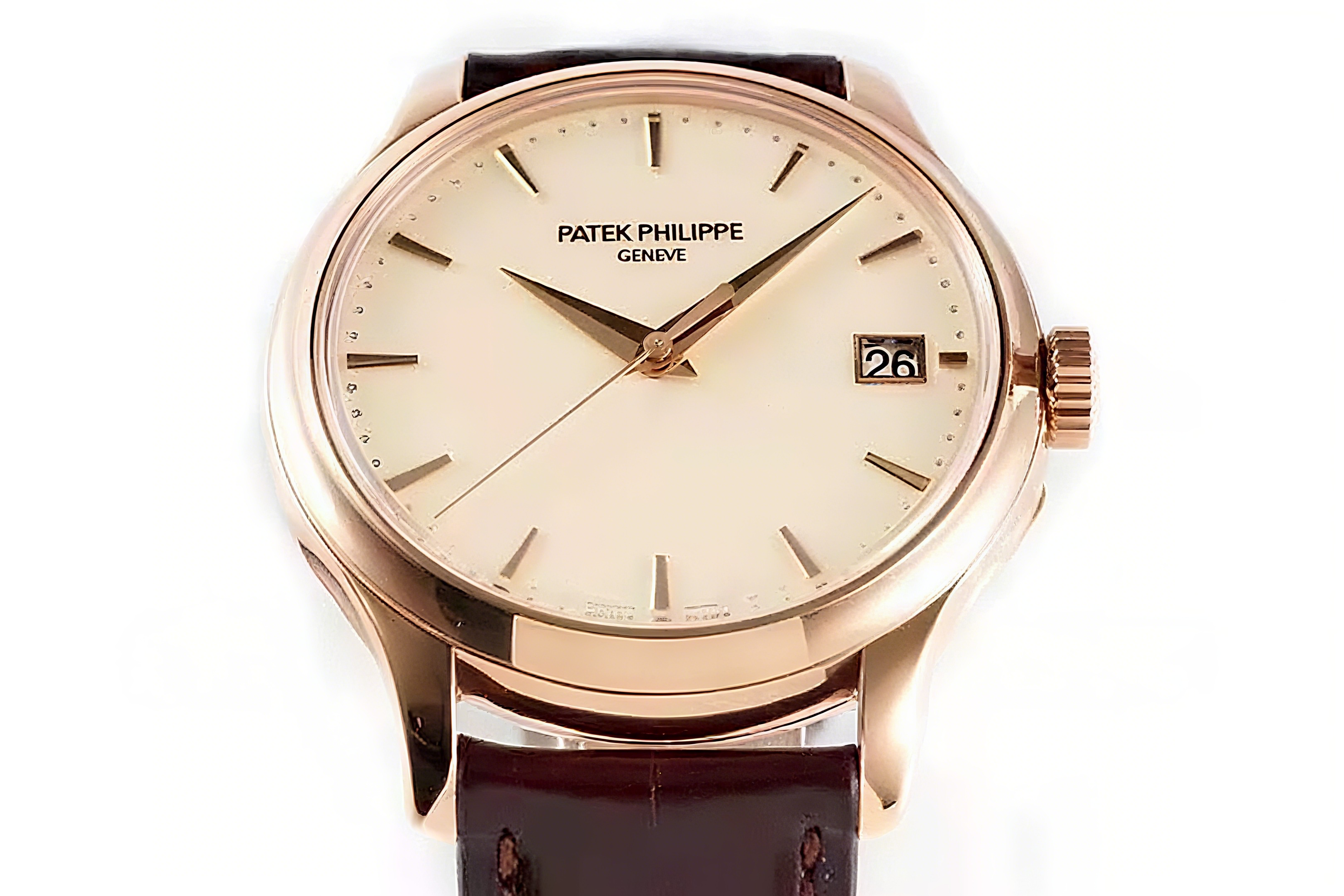Patek Philippe Calatrava 5227R-001 White Dial in Rose Gold on Brown Leather Strap-fasswatch