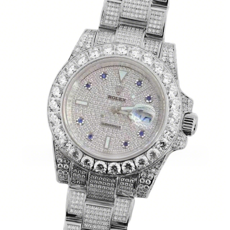 Rolex Submariner 116659 Full Diamond Paved Dial with Blue Diamonds in Steel-fasswatch