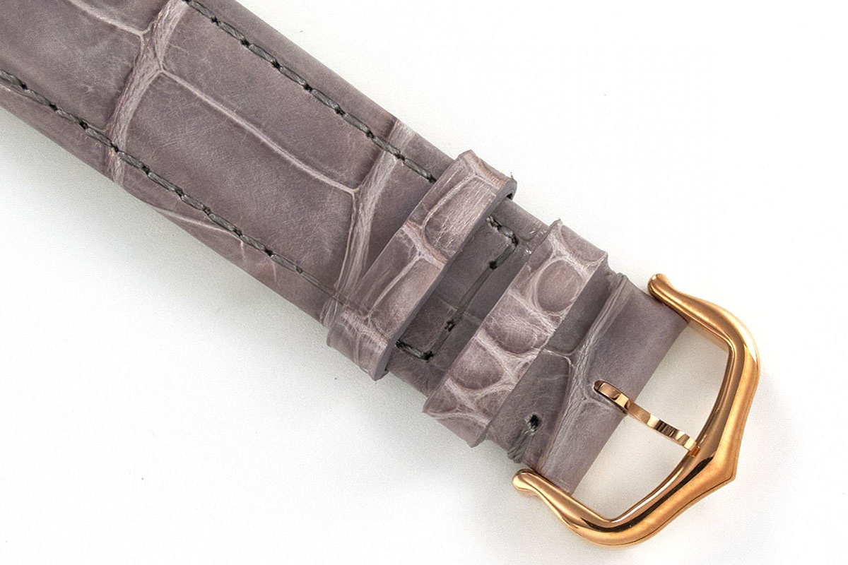 Cartier Ronde Must De Cartier 36mm White Dial in Rose Gold on Grey Leather Strap-fasswatch