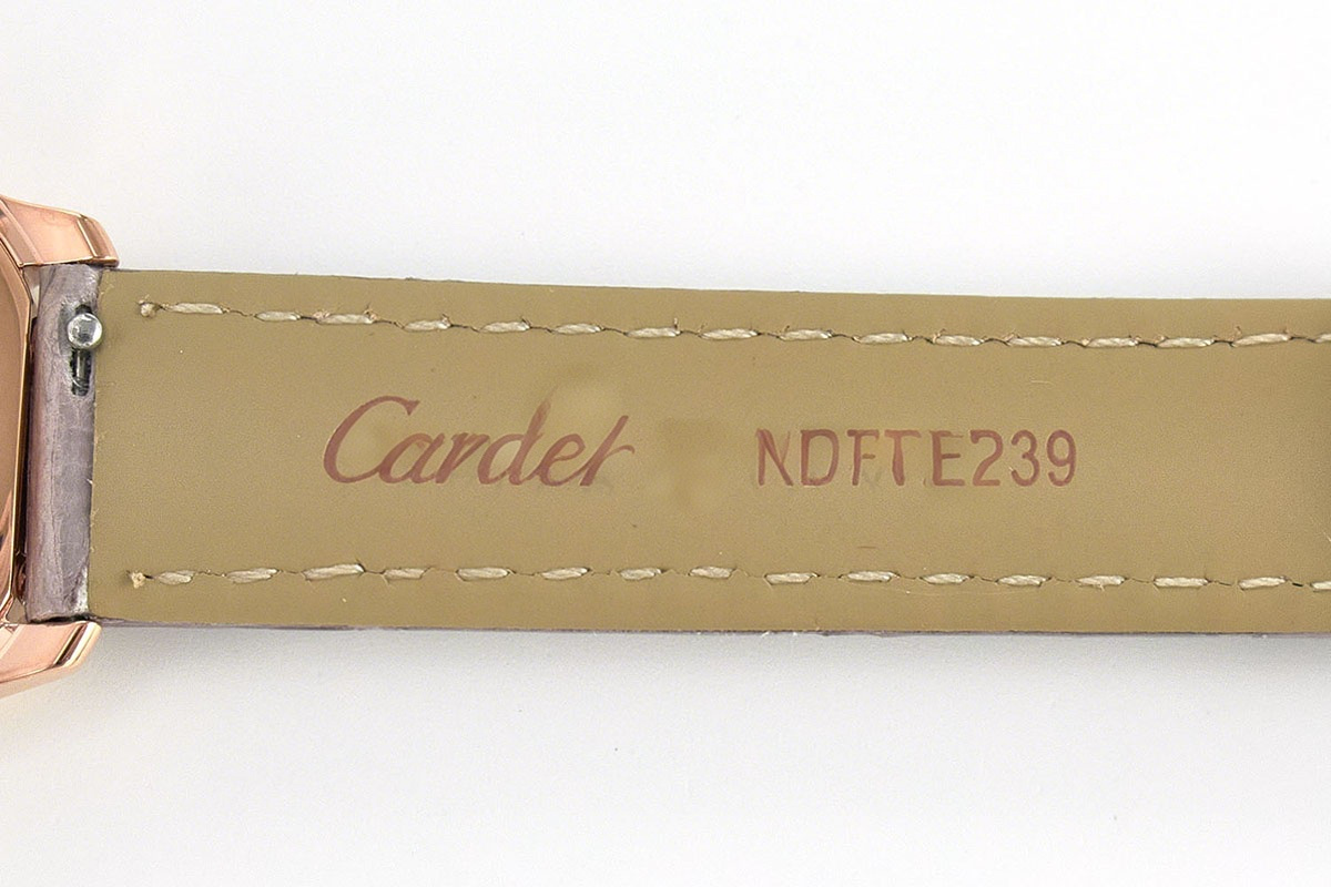 Cartier Ronde Must De Cartier 29mm White Dial in Rose Gold on Grey Leather Strap-fasswatch