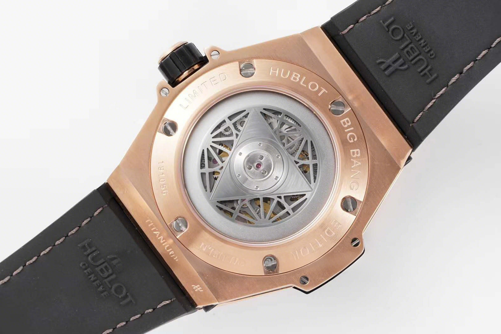 Hublot Big Bang Unico Sang Bleu in Rose Gold with Diamond Bezel on Brown Leather Strap-fasswatch