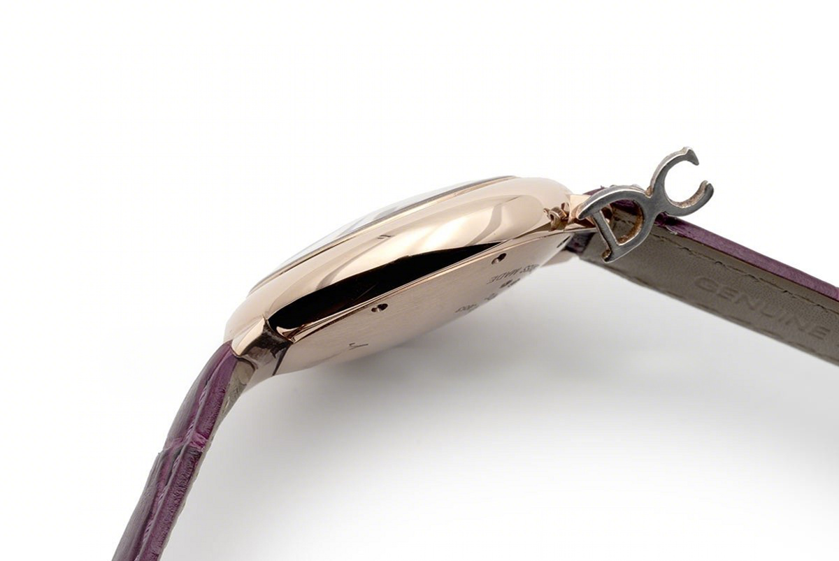 Cartier Ballon Bleu De Cartier 36mm Silver Dial in Pink Gold on Purple Leather Strap-fasswatch