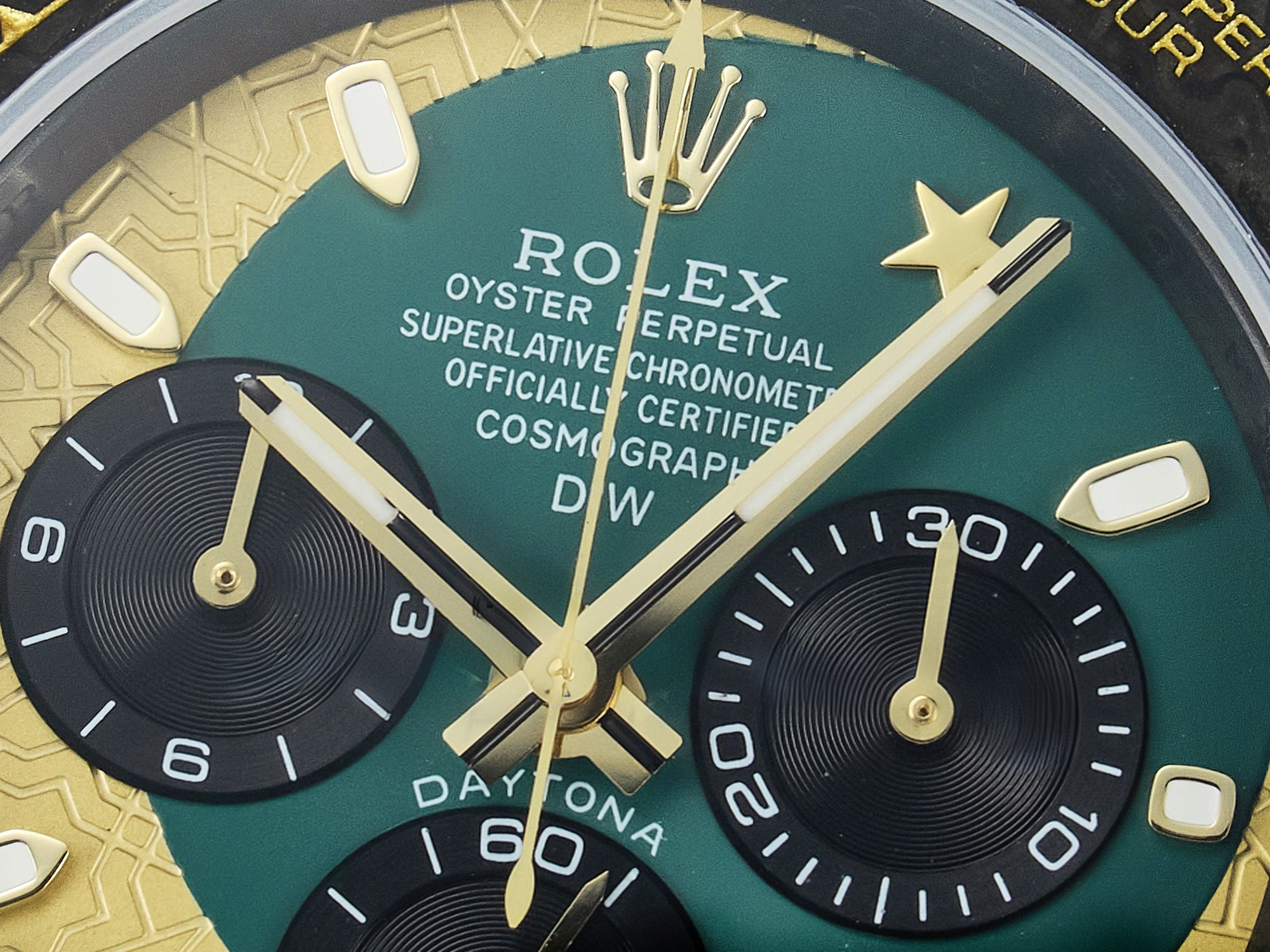 Rolex Daytona DIW Carbon Case and Bezel DIWF Edition Green/YG Dial on Green Nylon Strap A7750-fasswatch