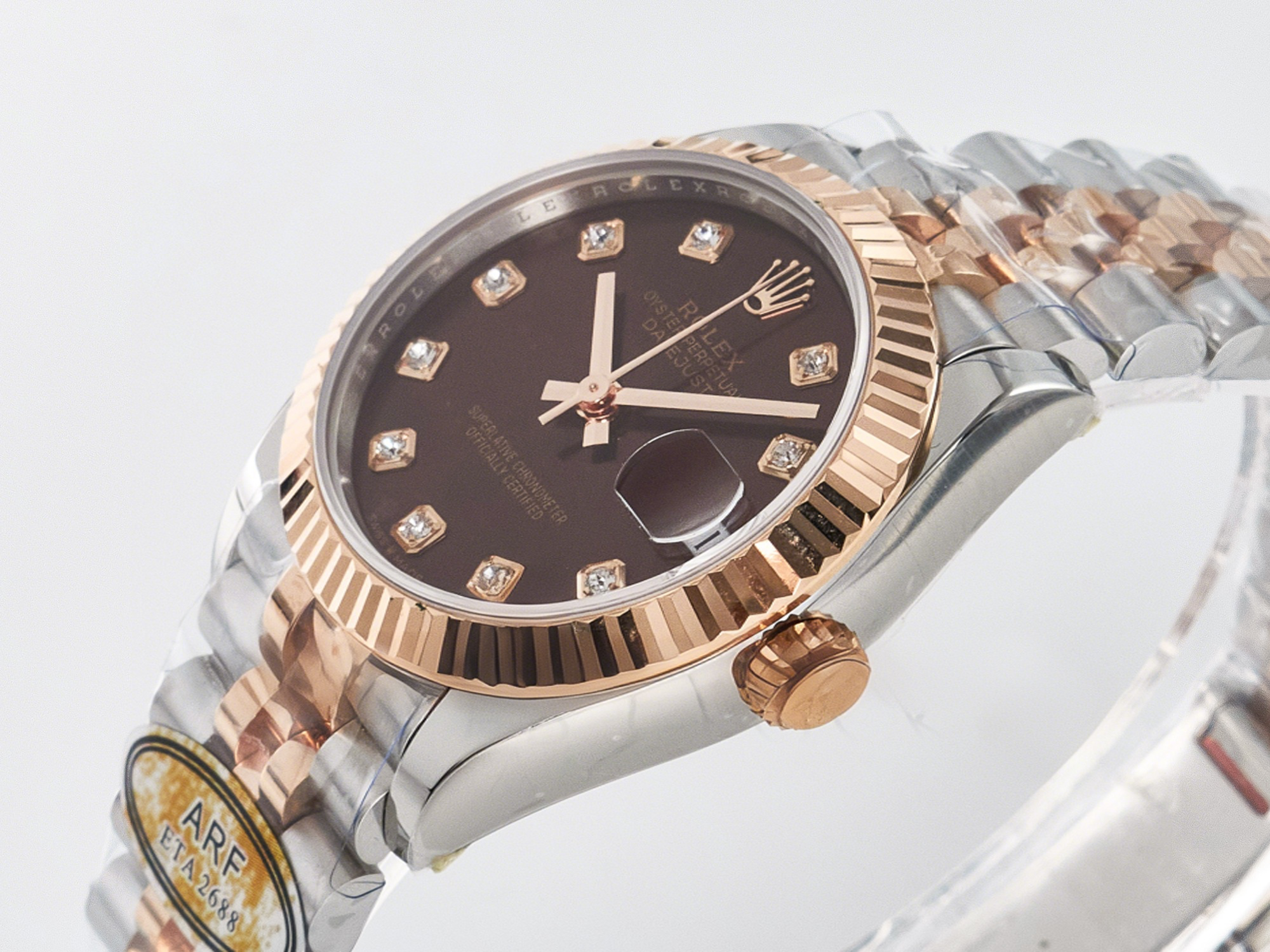 Rolex DateJust 31 278271 ARF 1:1 Best Edition 904L Steel Brown Diamonds Dial on SS/RG Jubilee Bracelet ETA 2688-fasswatch