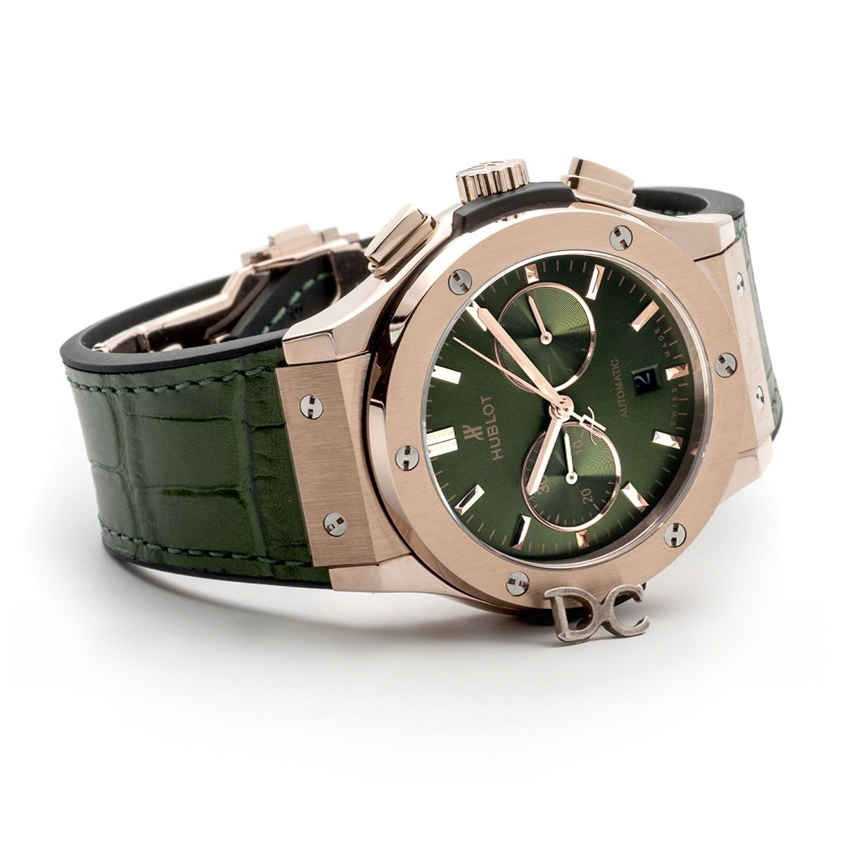 Hublot Classic Fusion Chronograph Green Dial in Rose Gold-fasswatch