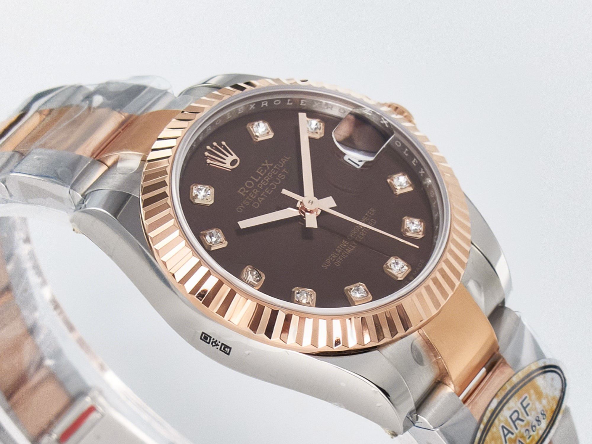 Rolex DateJust 31 278271 ARF 1:1 Best Edition 904L Steel Brown Diamonds Dial on SS/RG Oyster Bracelet ETA 2688-fasswatch