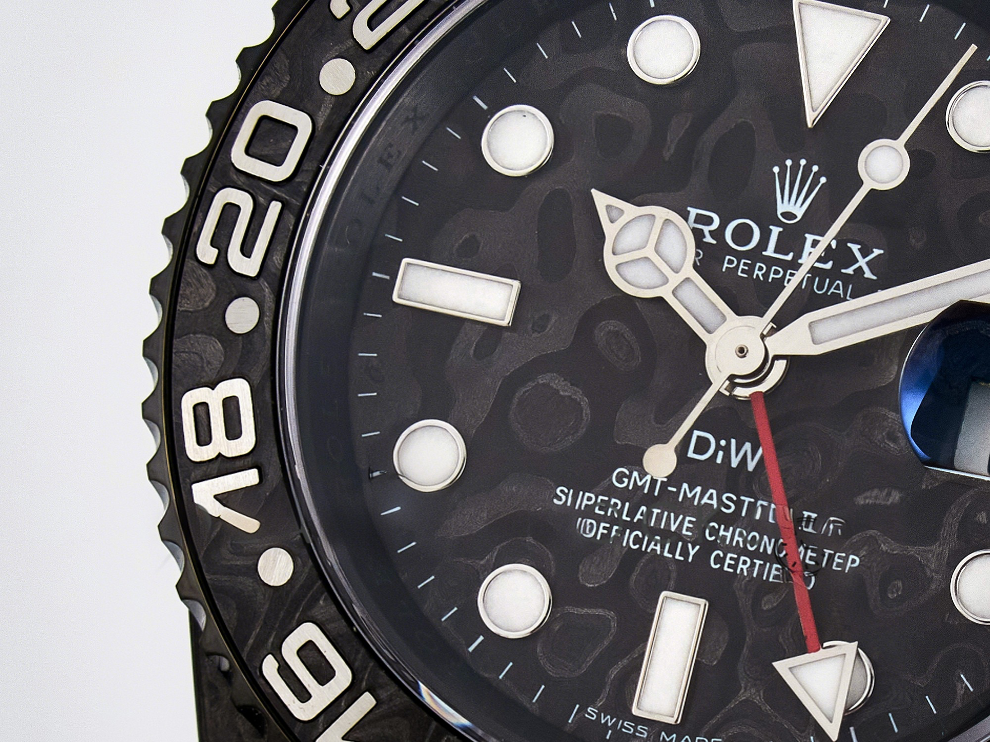 Rolex GMT Carbon DIWF Best Edition Black Carbon Dial SS Markers on Black Nylon Strap SA3285 CHS V2-fasswatch