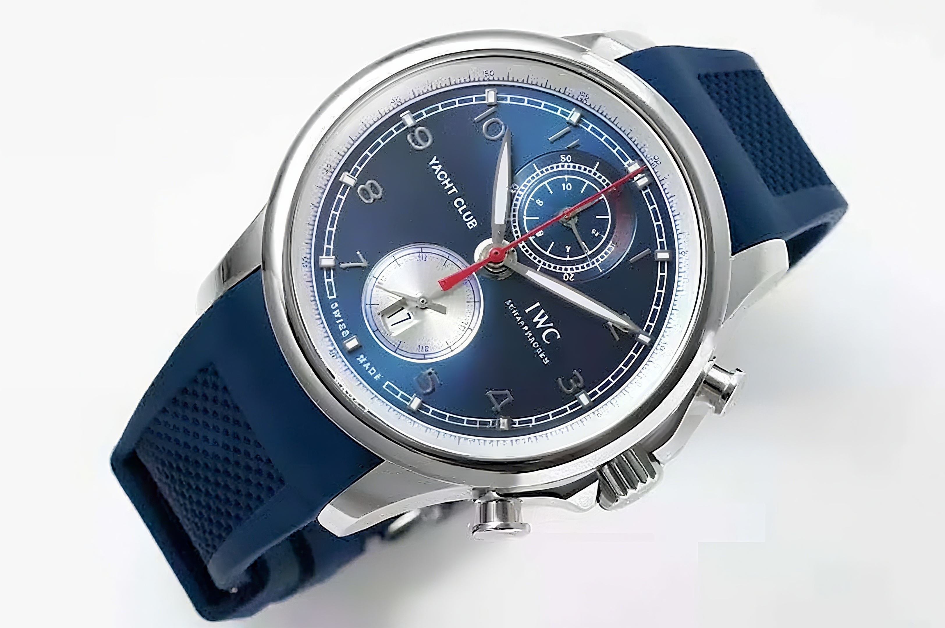 IWC Portugieser Yacht Club Chronograph Edition ”Orlebar Brown” IW390704 Blue Dial in Steel-fasswatch