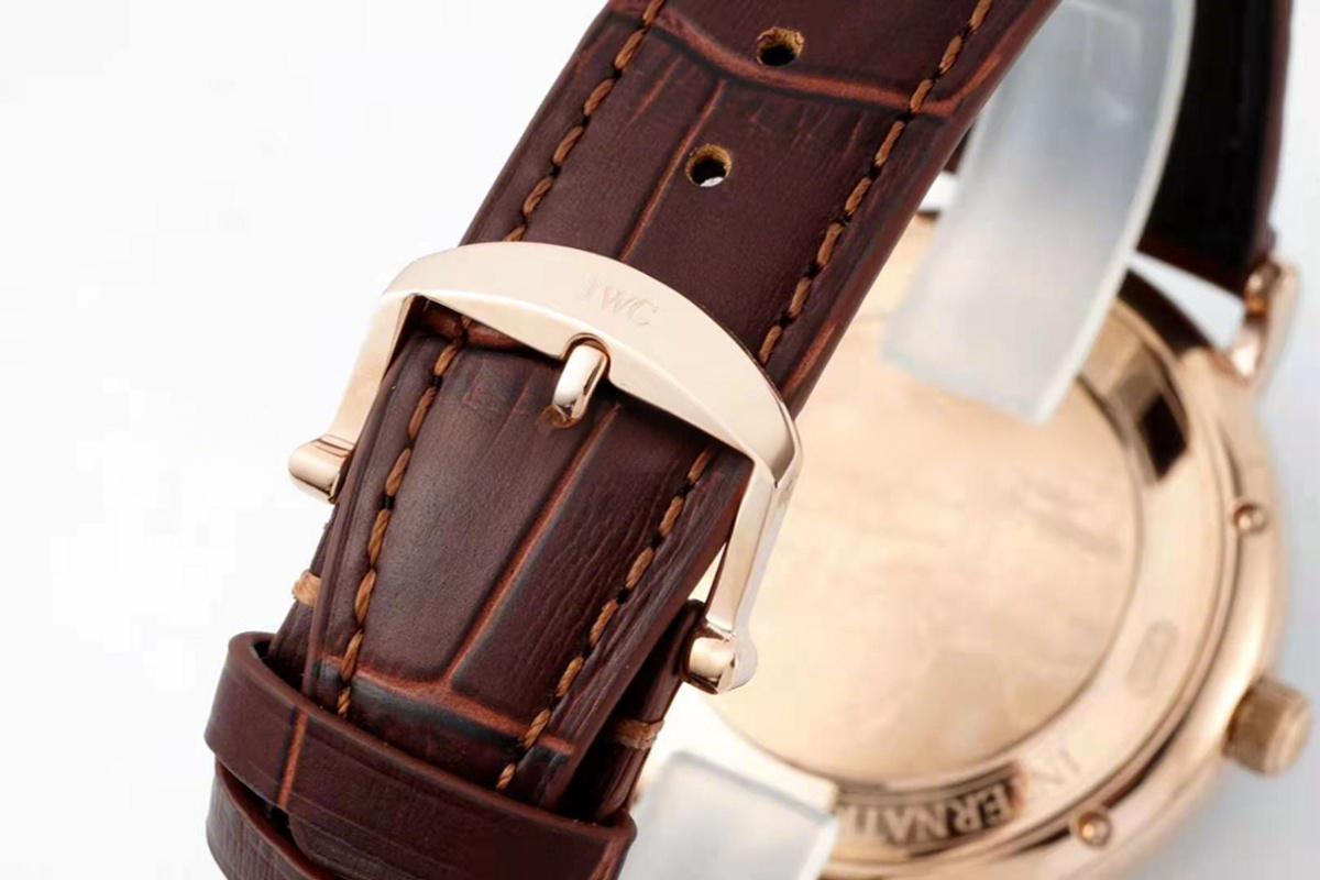 IWC Portofino Hand Wound Moon Phrase IW516403 Black Dial in Rose Gold-fasswatch