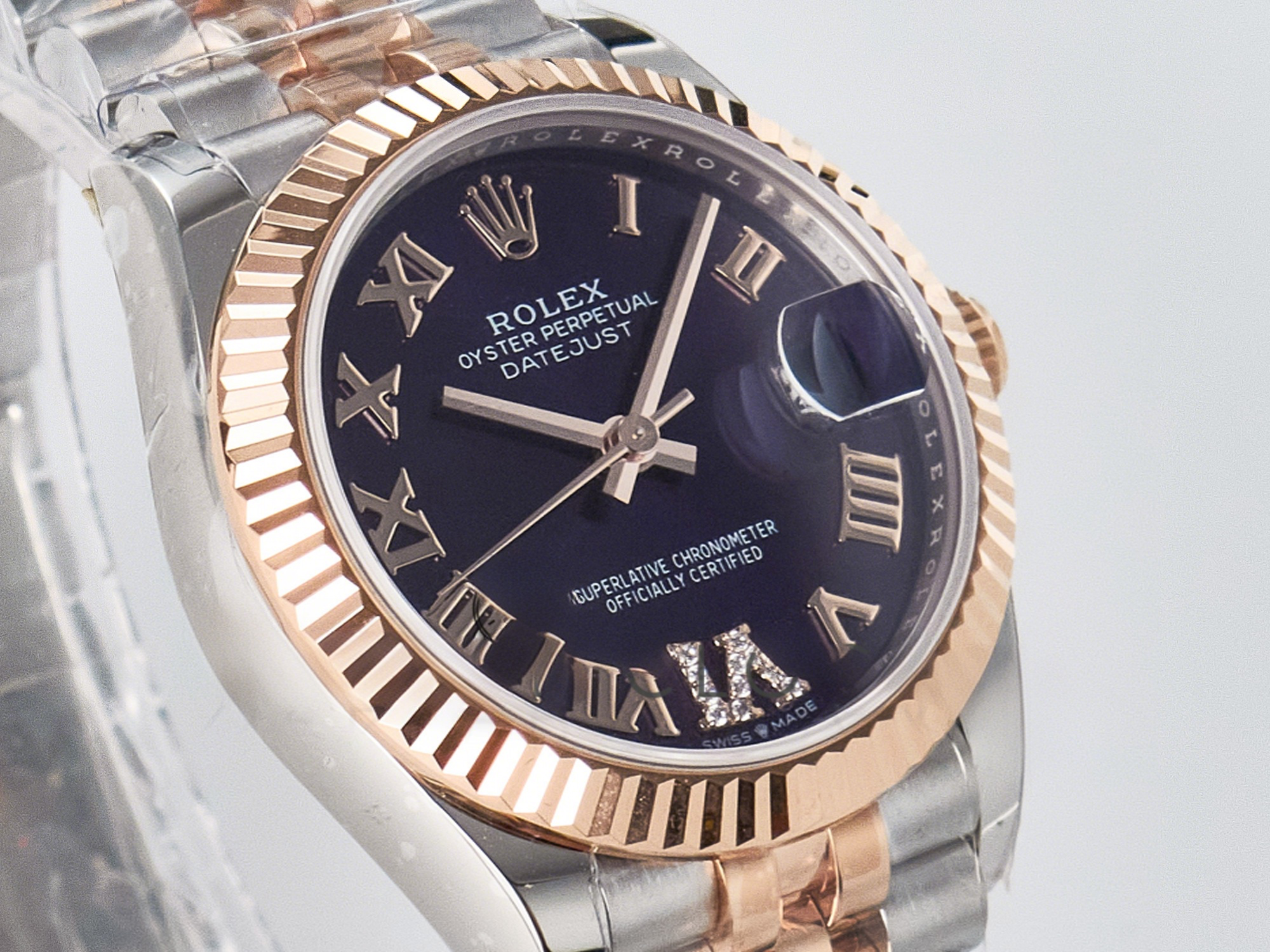 Rolex DateJust 31 278271 ARF 1:1 Best Edition 904L Steel Purple Roman Diamonds Dial on SS/RG Jubilee Bracelet ETA 2688-fasswatch