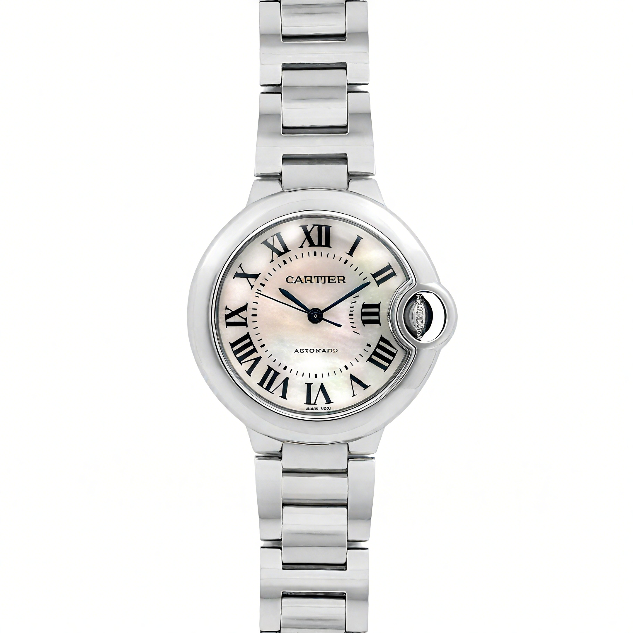 Cartier Ballon Bleu De Cartier 33mm White Mother Of Pearl Dial in Steel-fasswatch