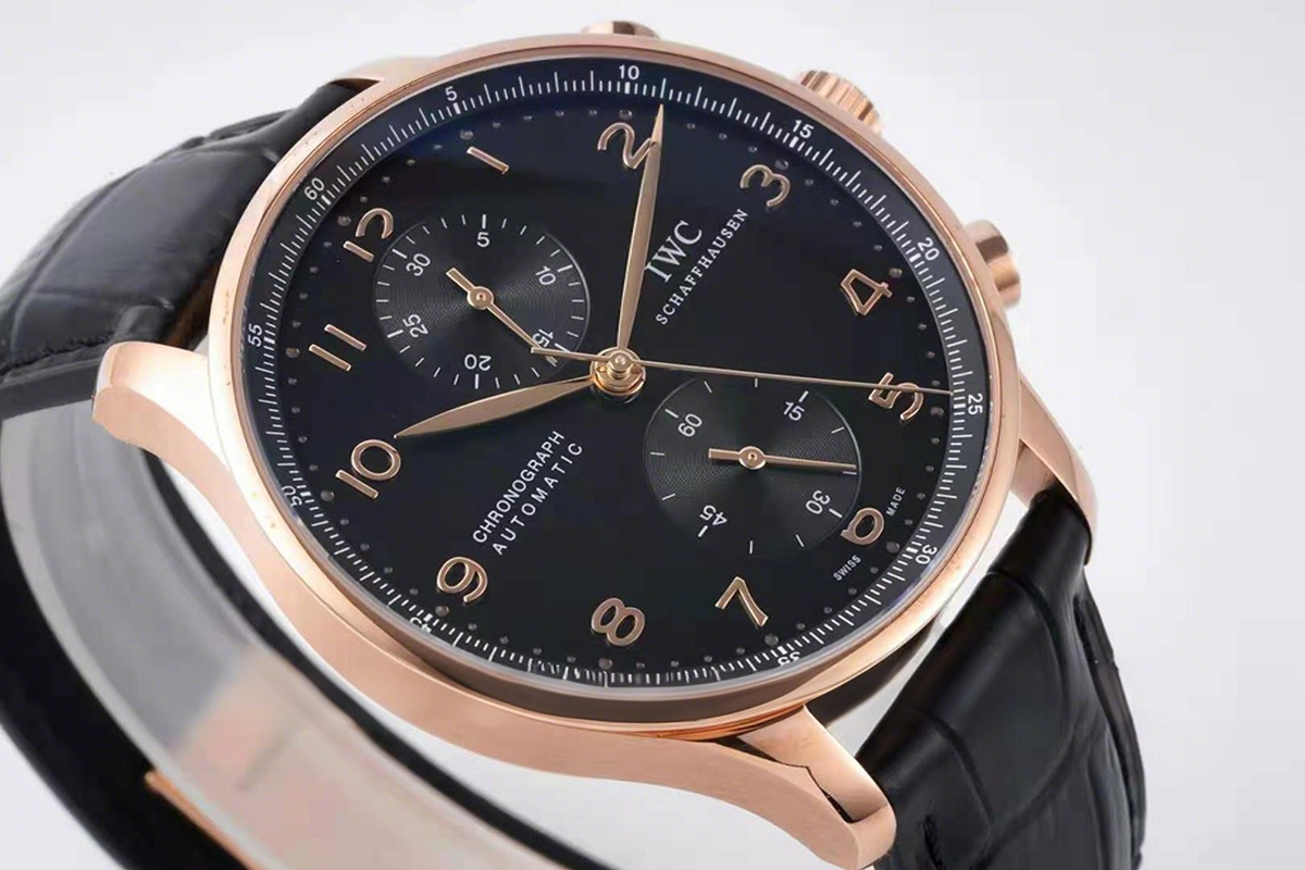 IWC Portugieser Chronograph IW371482 Black Dial in Rose Gold-fasswatch