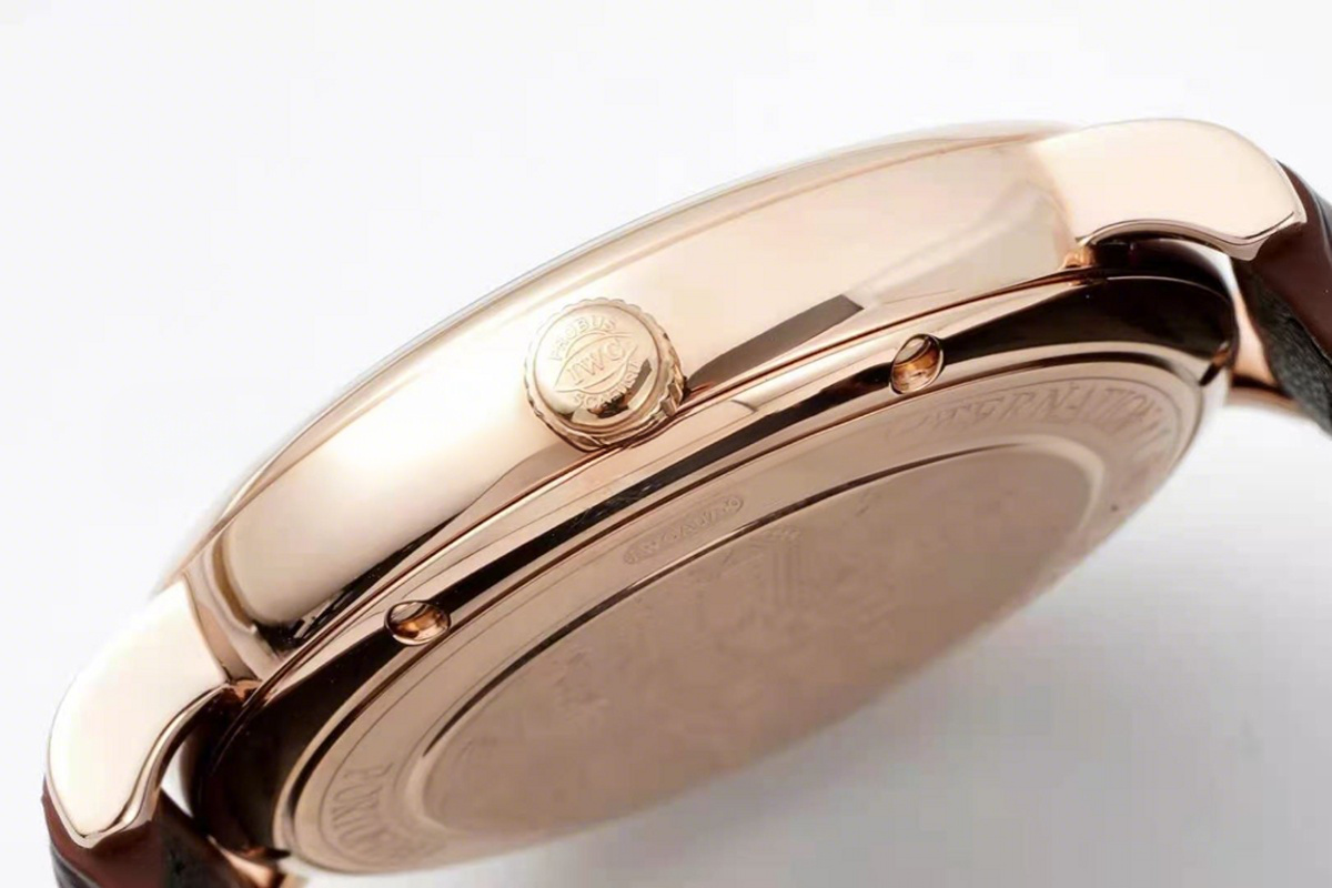 IWC Portofino Hand Wound Moon Phrase IW516403 Black Dial in Rose Gold-fasswatch