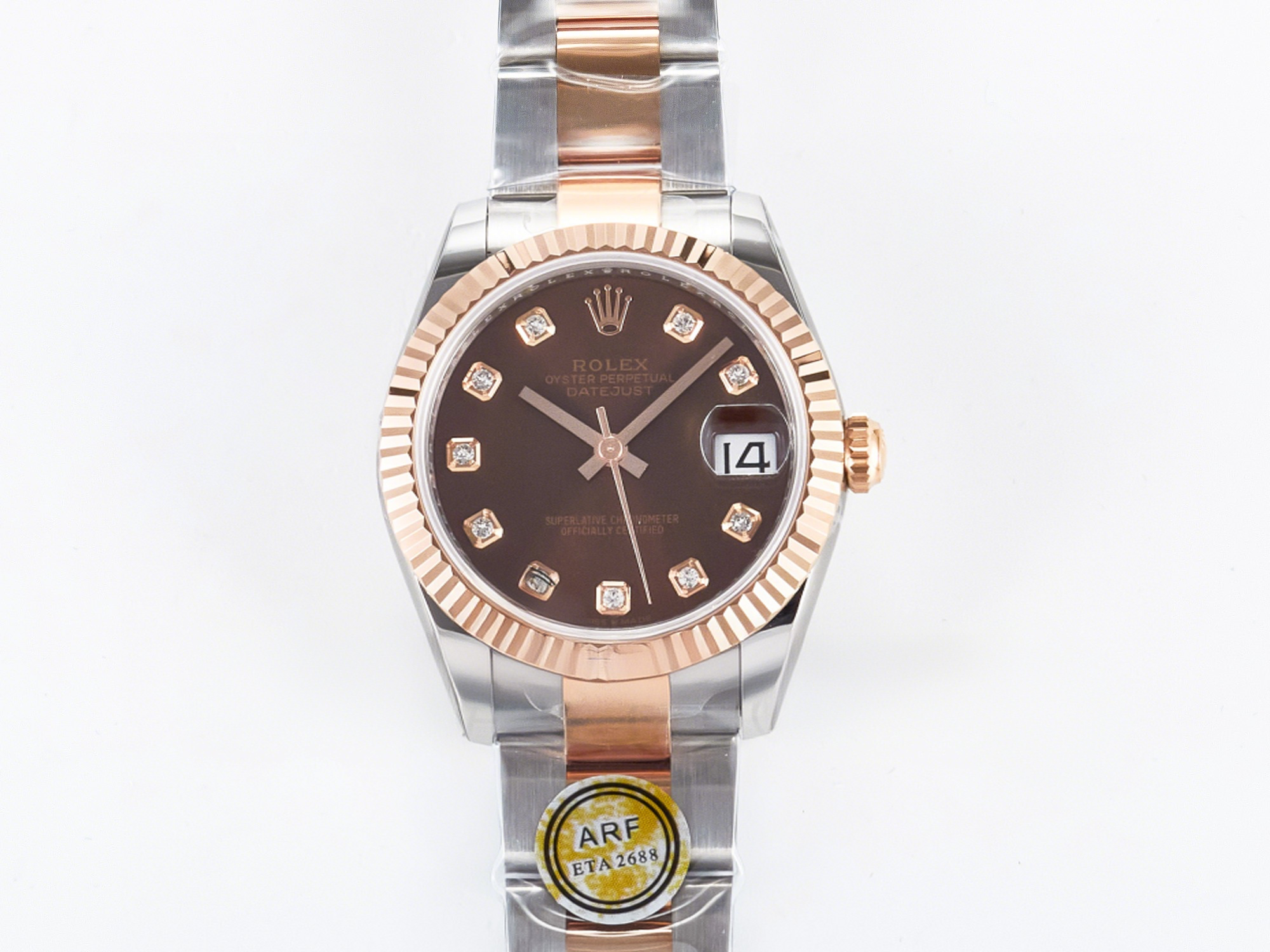 Rolex DateJust 31 278271 ARF 1:1 Best Edition 904L Steel Brown Diamonds Dial on SS/RG Oyster Bracelet ETA 2688-fasswatch