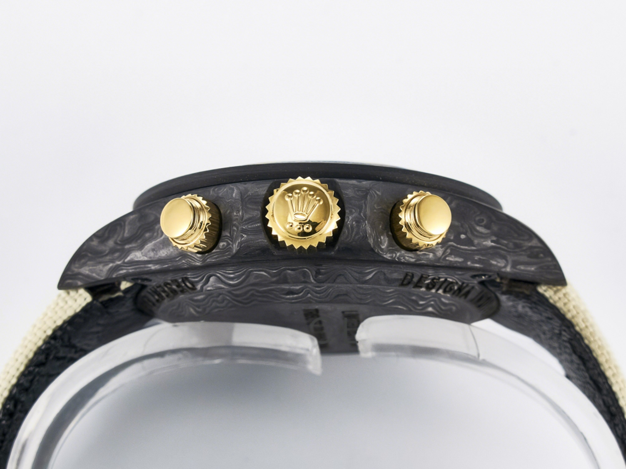 Rolex Daytona DIW Carbon Case DIWF Edition Cream/Brown Dial on White Nylon Strap A7750-fasswatch