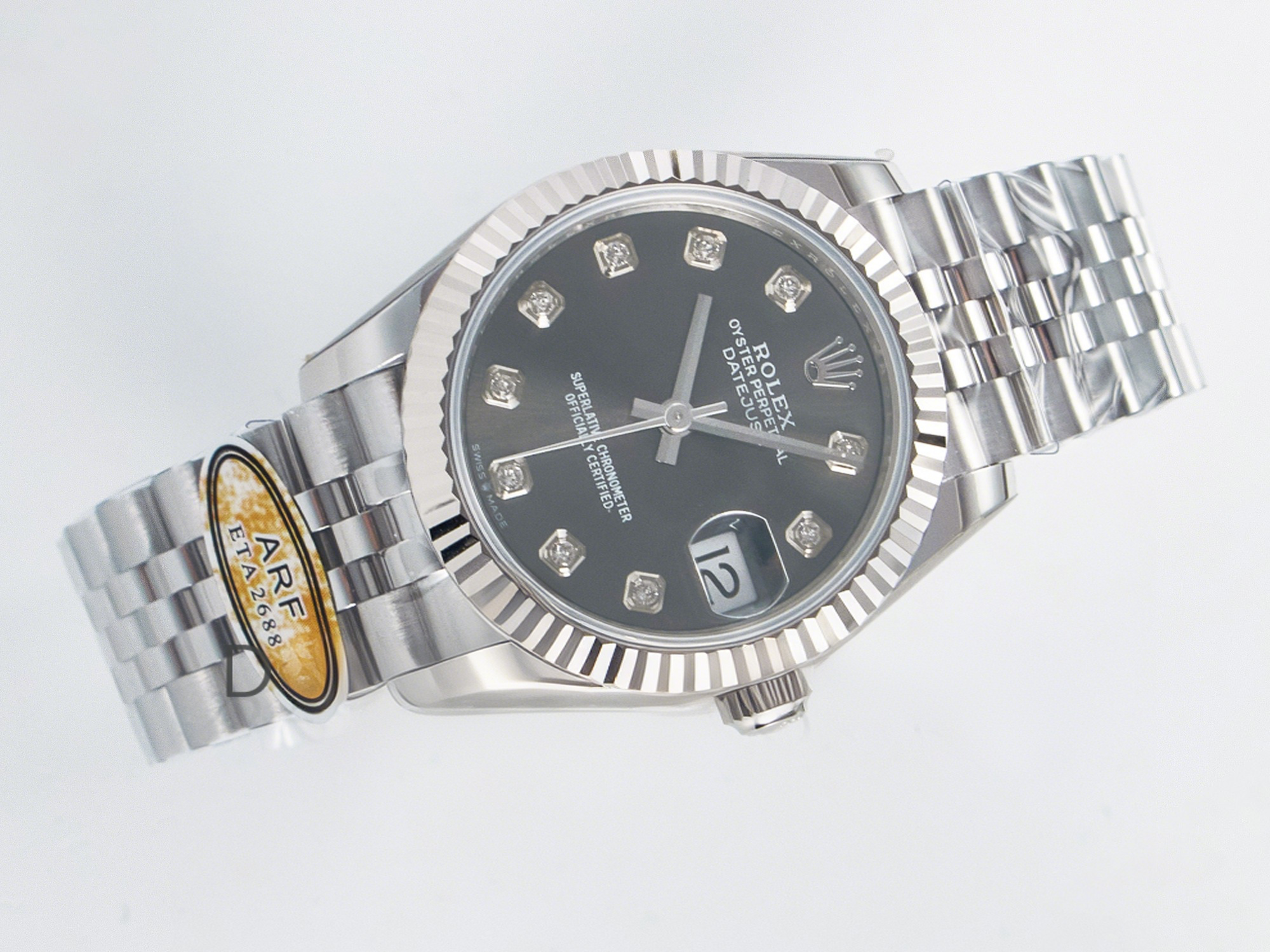 Rolex DateJust 31 278274 ARF 1:1 Best Edition 904L Steel Gray Diamonds Dial on SS Jubilee Bracelet ETA 2688-fasswatch