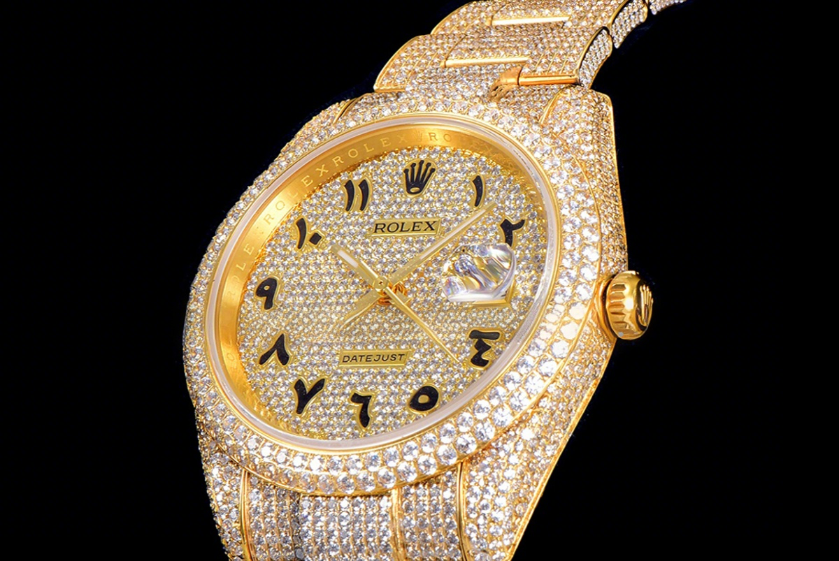 Rolex Datejust 41 126334 Diamond Paved Dial with Arabic Markers in Yellow Gold-fasswatch