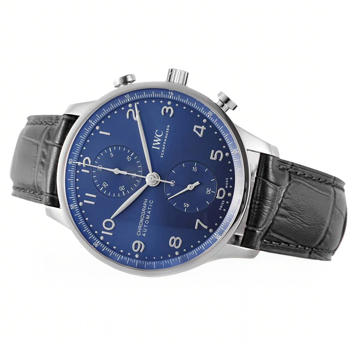 IWC Portugieser Chronograph IW371606 Blue Dial in Steel-fasswatch