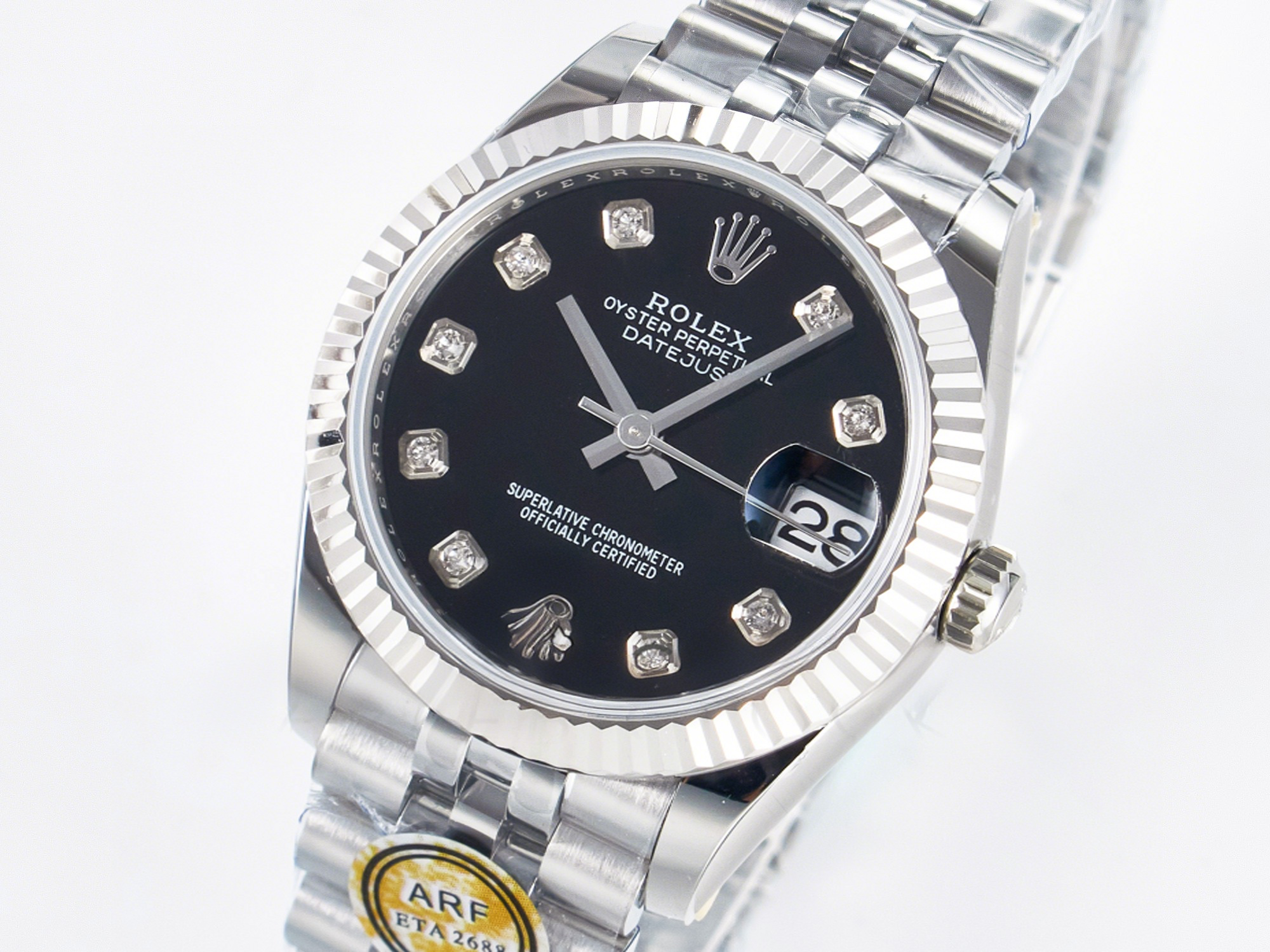 Rolex DateJust 31 278274 ARF 1:1 Best Edition 904L Steel Black Diamonds Dial on SS Jubilee Bracelet ETA 2688-fasswatch