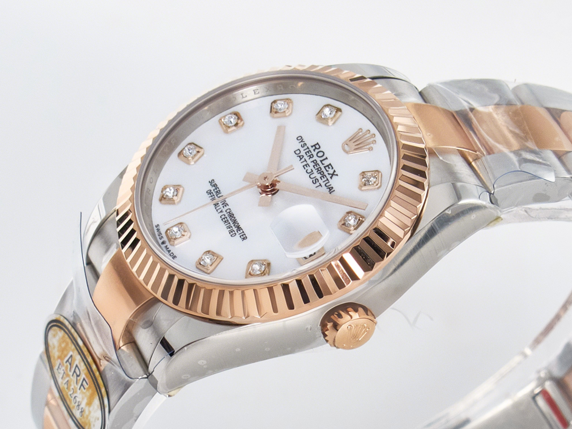 Rolex DateJust 31 278271 ARF 1:1 Best Edition 904L Steel White MOP Diamonds Dial on SS/RG Oyster Bracelet ETA 2688-fasswatch
