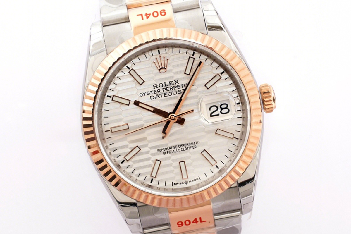 Rolex Datejust 36 126231 Silver Motif Dial in Steel/Rose Gold in Oyster Bracelet-fasswatch