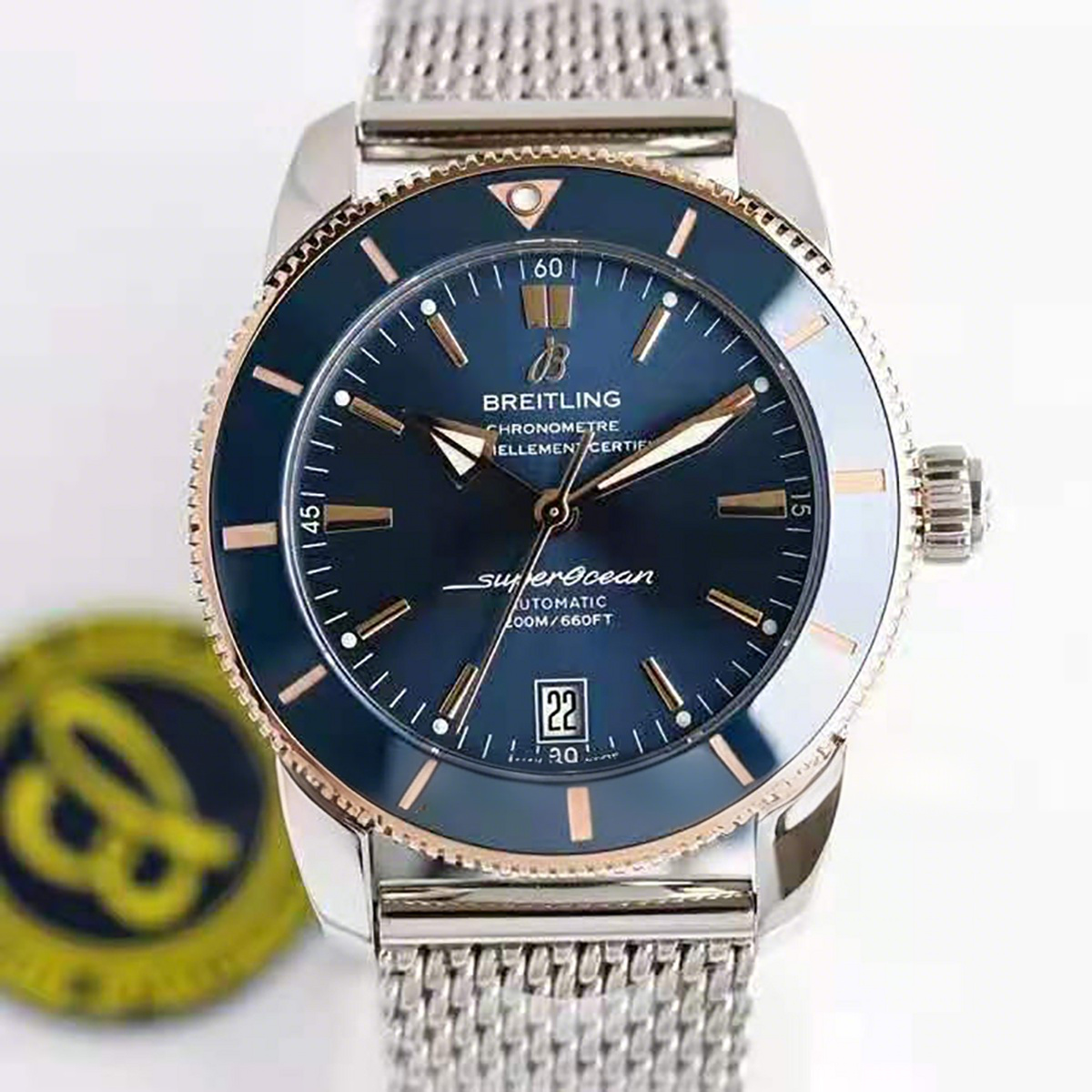 Breitling Superocean Heritage II B20 Automatic 42mm in Blue Dial on Blue and Rose Gold Bezel-fasswatch
