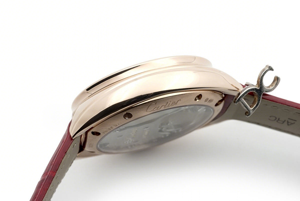 Cle de Cartier Tourbillon Rose Gold 35mm on Red Leather Strap-fasswatch