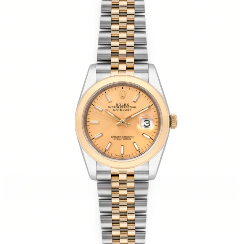 Rolex Datejust 36 126201 Champagne Dial in Yellow Gold and Steel with Stick Markers-fasswatch