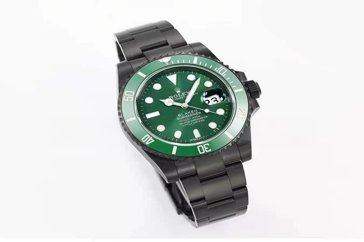 Rolex Blaken Submariner 116610 Green Dial in DLC-fasswatch
